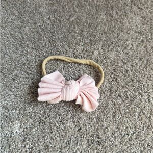Caden Lane Pink Bow Headband with Tan Elastic